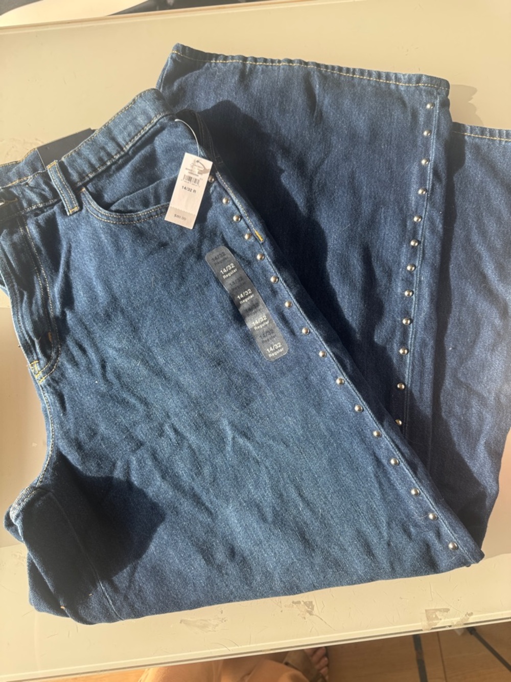 GAP Blue Wide Leg Jeans with Silver Stud Trim
